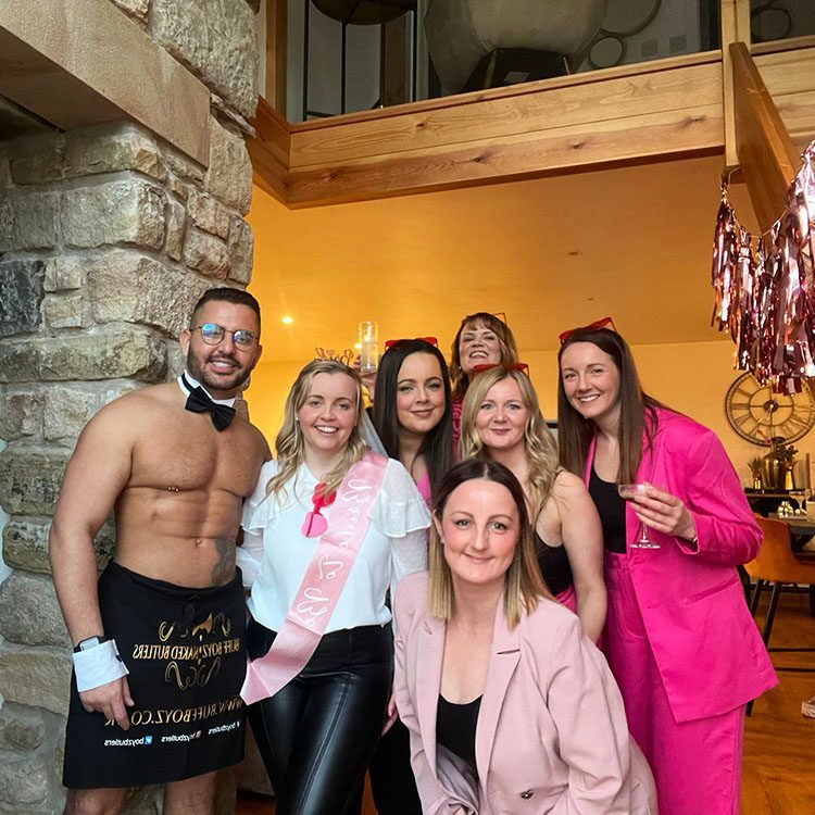 butlers in the buff in Crawley posing for photographs