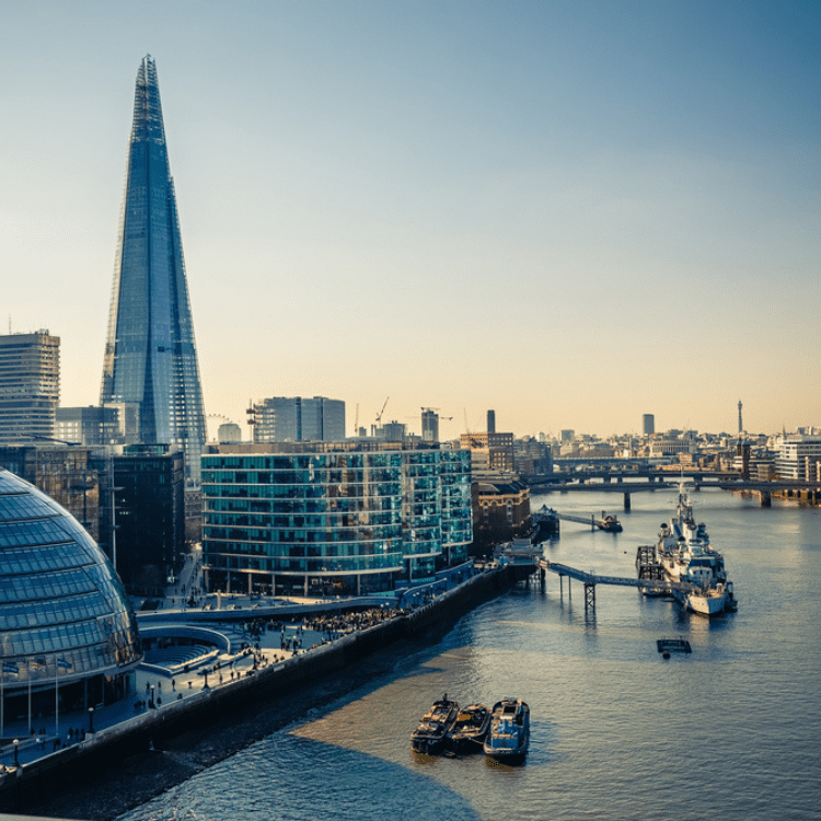The iconic Shard skyscraper against the London skyline