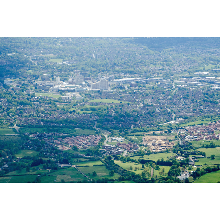 Aerial view of Bracknell in Berkshire