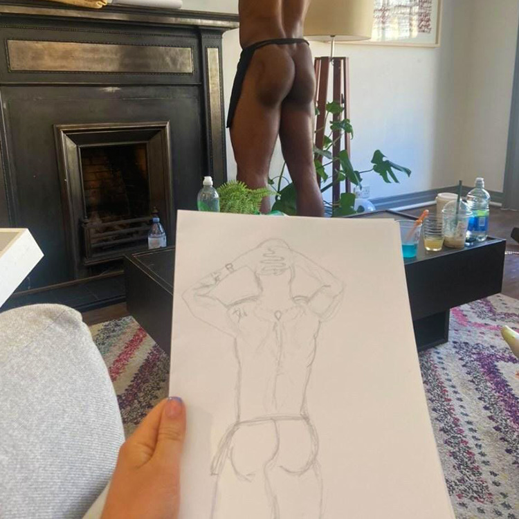 Guests intently focused on sketching a life model at a Hen Party Life Drawing in Kirkby. Hen Party Life Drawing Class near me