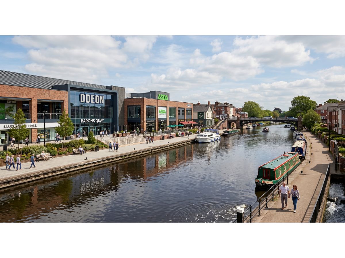 Barons Quay leisure quarter beside the River Weaver in Northwich, Cheshire