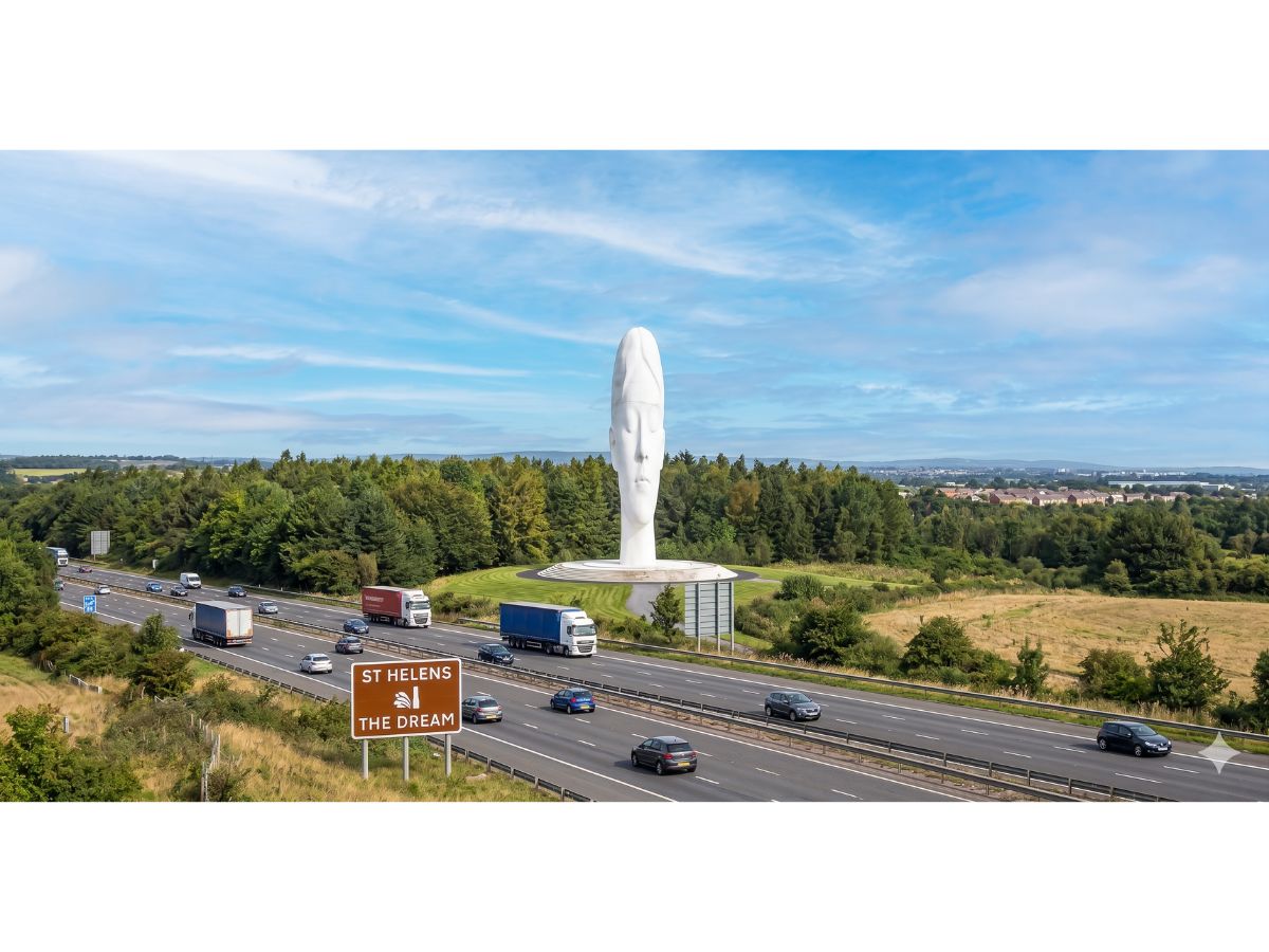 The Dream sculpture at Sutton Manor in St Helens, visible from the M62