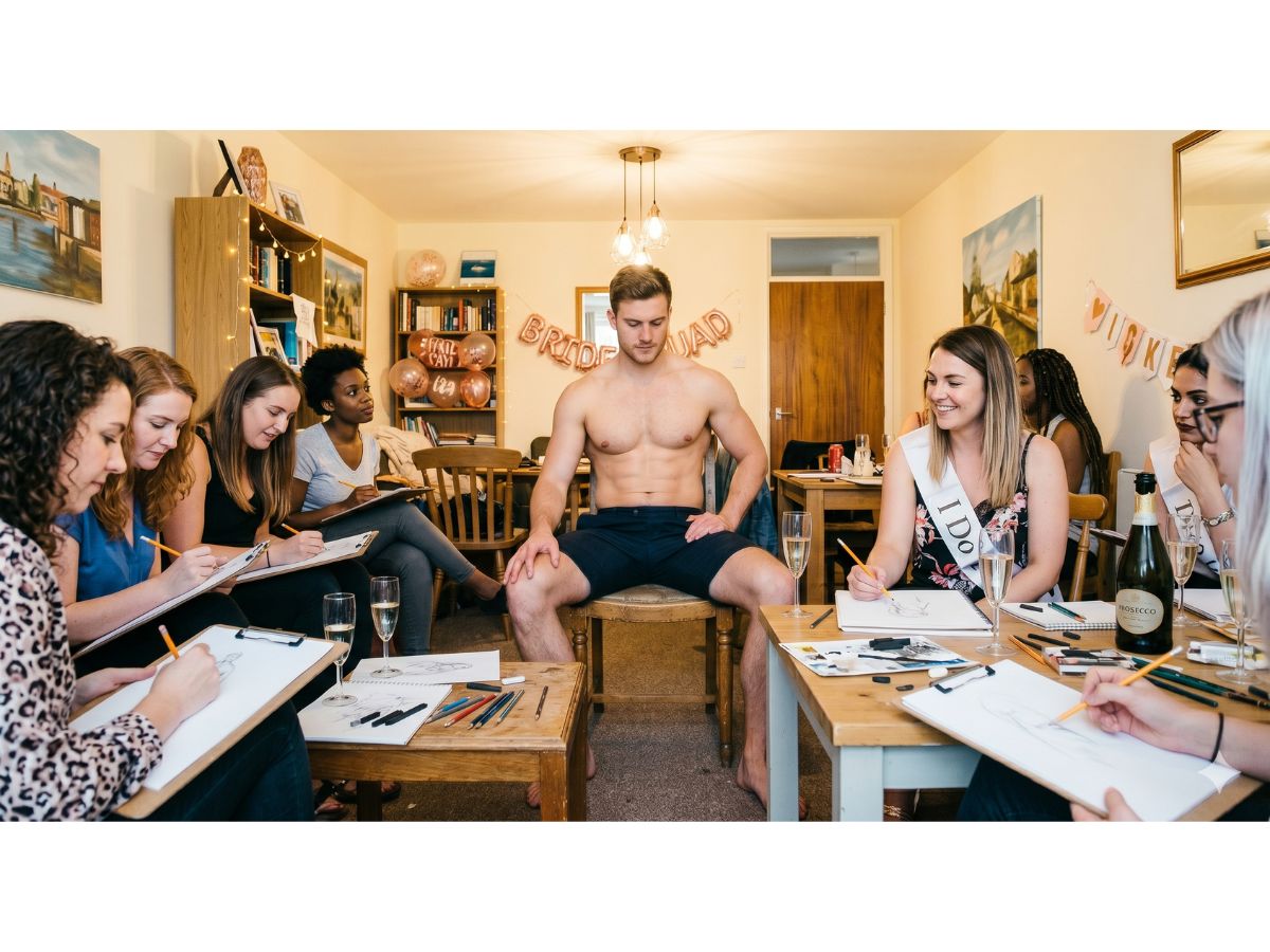 life drawing hen party in Chorley with a live model