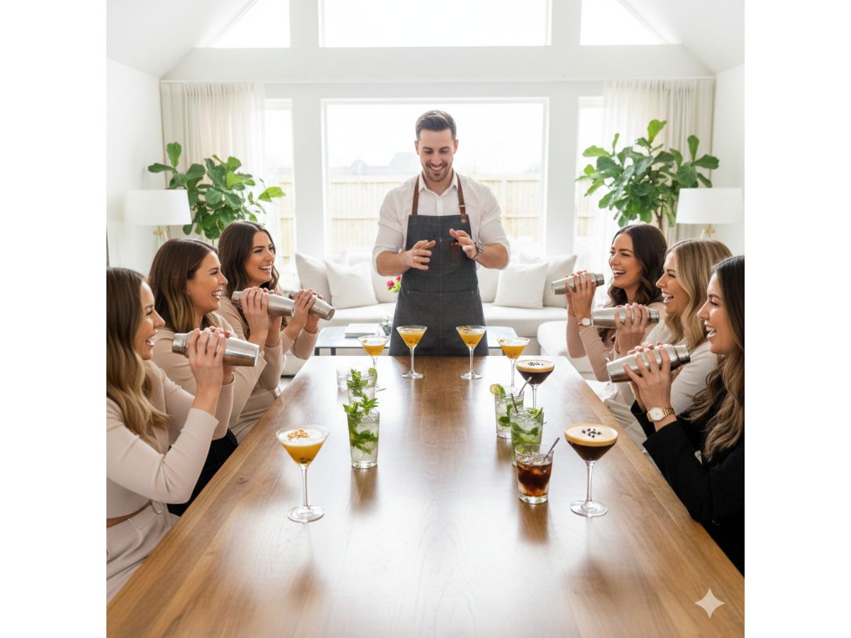 A mixologist hosting a mobile cocktail making class