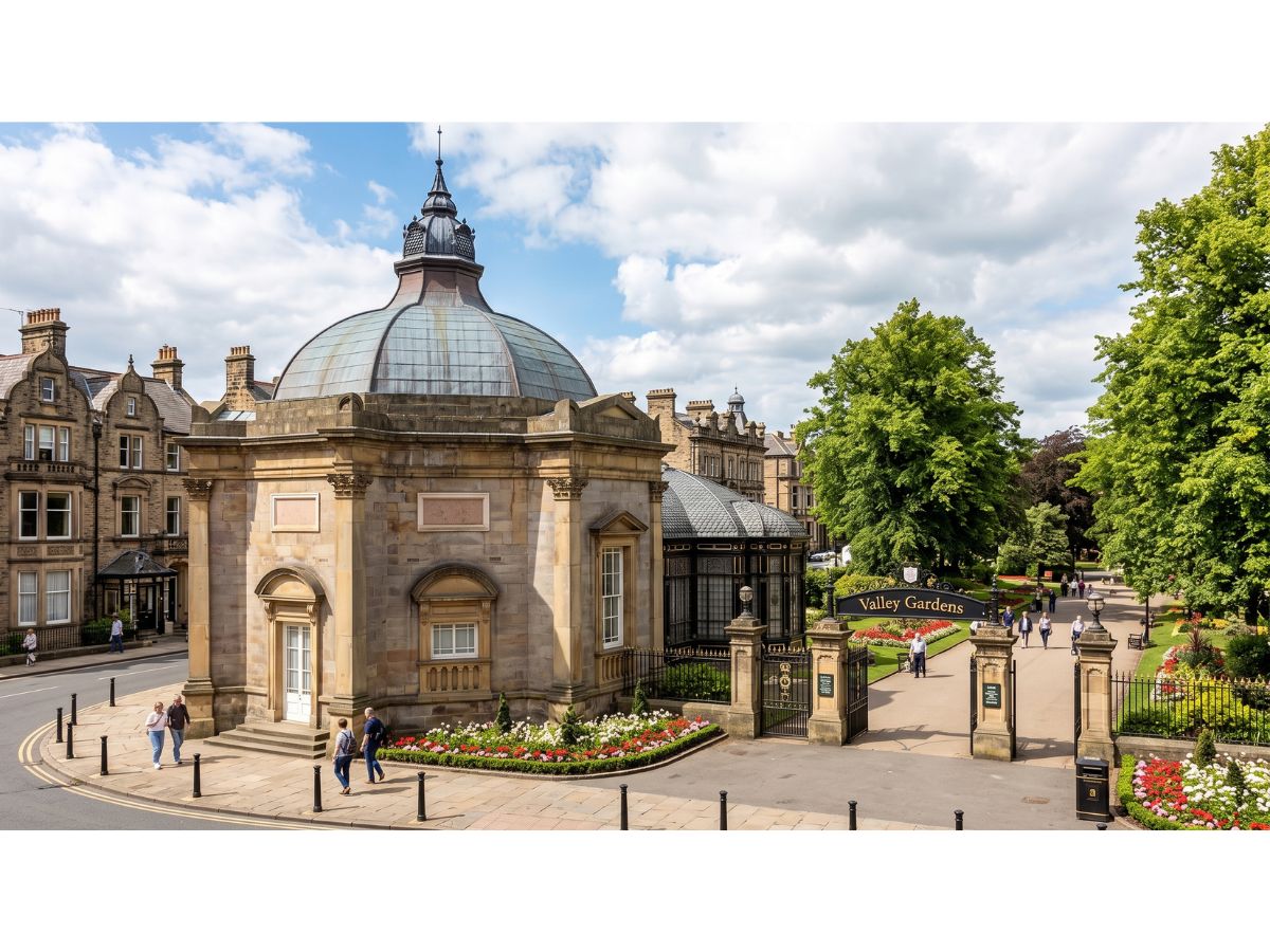 The domed Royal Pump Room Museum in Harrogate, North Yorkshire, beside Valley Gardens.